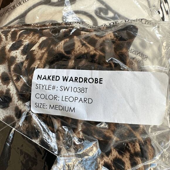 NWT Swim Naked Wardrobe Womens Leopard Print One Shoulder Beach Swim Top Medium - Picture 4 of 4